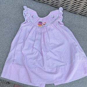 Pink Gingham Smocked Easter Embroidered Dress
